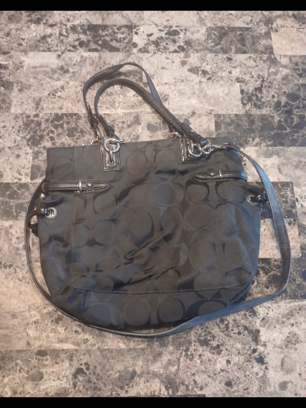 Coach Black Signature Canvas Tote - Black